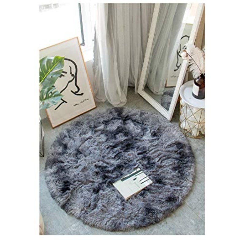 Area Rugs Shaggy Carpet for Living Room Bedroom Large Fluffy Carpet Modern Non-Slip Mat Multisize Rug Indoor Home Decor Black Grey, 100cm - Image 5