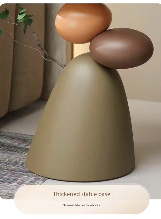 رافين طاولة جانبية حديثة بأسلوب اسكندنافي من الراتنج بتصميم منحوت - سطح دائري، مجمعة بالكامل لغرفة النوم، غرفة المعيشة والمكتب، 51x29x50 سم - Image 3