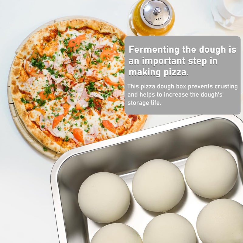 BSTKEY Pizza Dough Proofing Box, Stackable Stainless Steel Food Storage Box Container with Lid, Fits 4-6 Dough Balls, 14.1 x 10.6 Inch Large Capacity Household Pizza Dough Container - Image 3