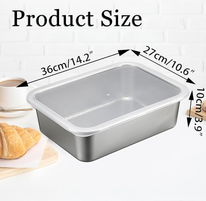 BSTKEY Pizza Dough Proofing Box, Stackable Stainless Steel Food Storage Box Container with Lid, Fits 4-6 Dough Balls, 14.1 x 10.6 Inch Large Capacity Household Pizza Dough Container - Image 2