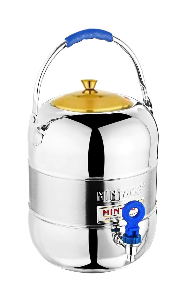 Mintage Stainless Steel Water Container 12.5 Liter with Tap | Water Tank Matka Pot for Drinking and Storing | Steel Matka | Water Handi Steel Matki | Water Jug Pot for Drinking - Image 1