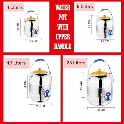 Mintage Stainless Steel Water Container 12.5 Liter with Tap | Water Tank Matka Pot for Drinking and Storing | Steel Matka | Water Handi Steel Matki | Water Jug Pot for Drinking - Image 3