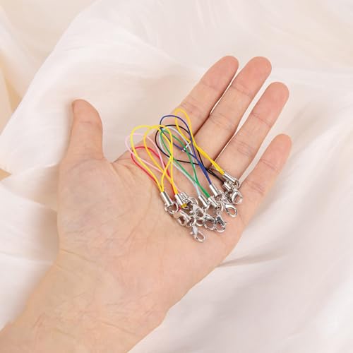 STORE 2508 50 Pcs Colorful Mobile Phone Straps with Lobster Clasp | DIY Craft Lanyards for Keychains, Charms, ID Holders, Jewelry Making – Mixed Colors, 7 cm - Image 4