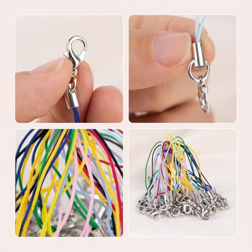 STORE 2508 50 Pcs Colorful Mobile Phone Straps with Lobster Clasp | DIY Craft Lanyards for Keychains, Charms, ID Holders, Jewelry Making – Mixed Colors, 7 cm - Image 5