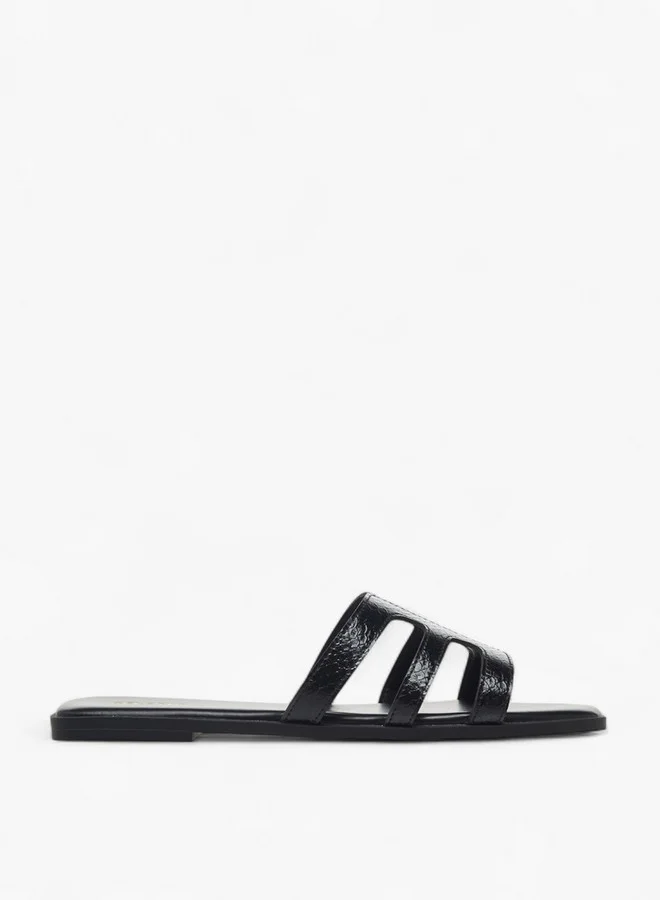 Celeste Women's Textured Cut-Out Detail Slip-On Flat Sandals