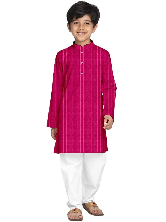 Enmozz Boys' Solid Plain Cotton New Kurta Only Rani - Image 1