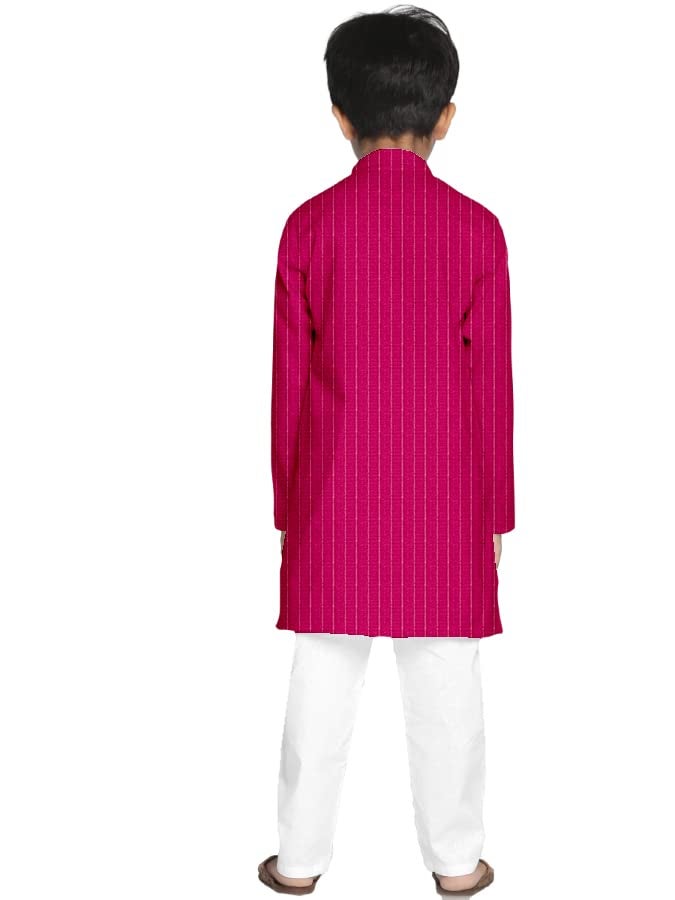 Enmozz Boys' Solid Plain Cotton New Kurta Only Rani - Image 2