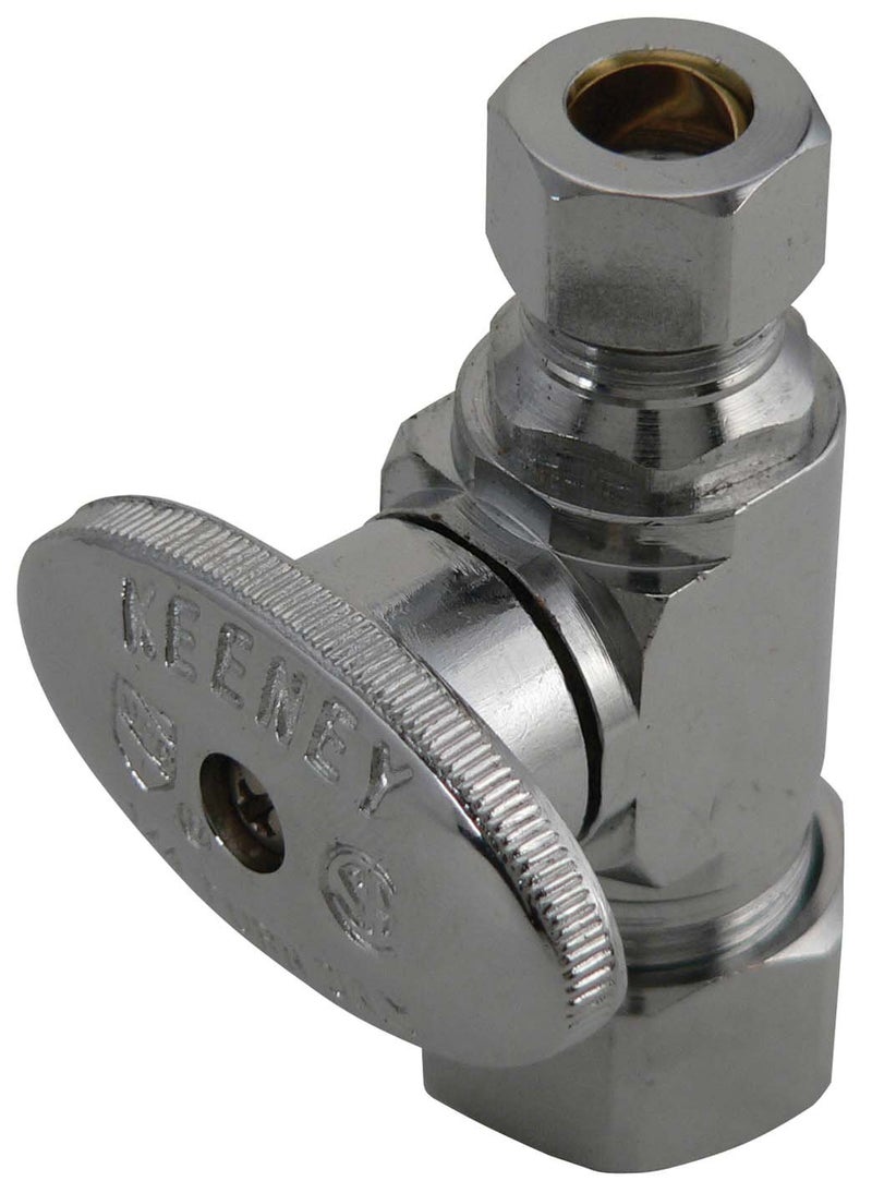 Keeney 2068Pclf 5/8-Inch O.D. By 3/8-Inch O.D. Compression Quarter Turn Straight Valve Chrome - Image 1