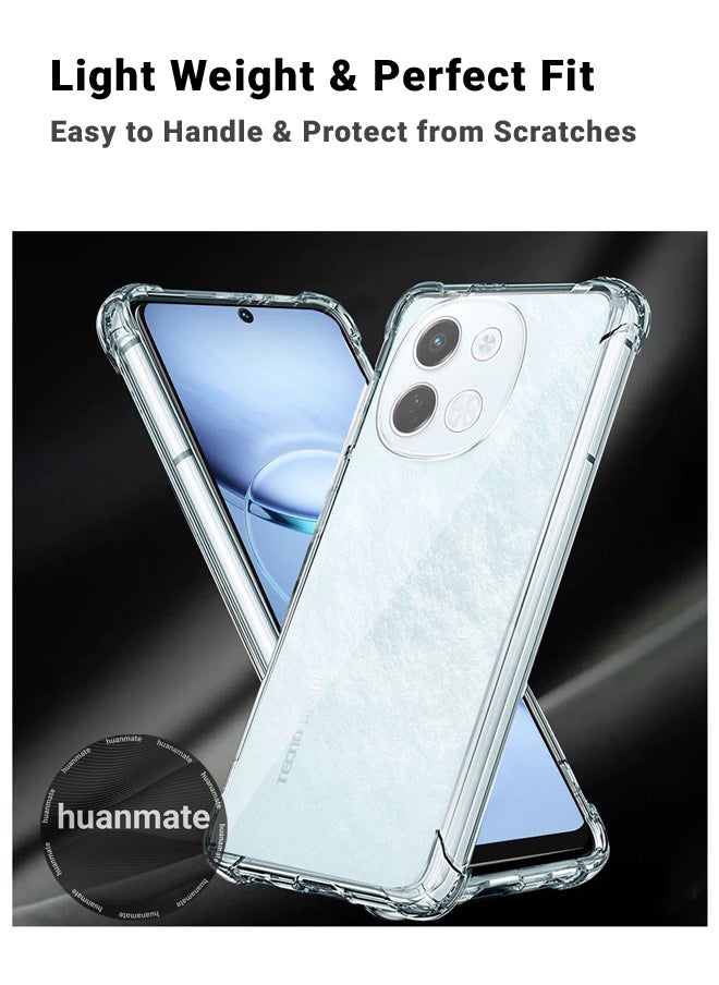 huanmate - Tecno Spark 30 5G Shock Proof Case Cover - Ultra Clear, Durable & Accurate Cut-outs - Scratch, Dust & Smudge Protection - Clear Silicon Back Cover for Tecno Spark 30 5G - Image 1