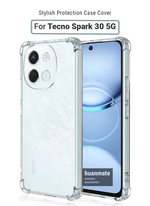 Tecno Spark 30 5G Shock Proof Case Cover - Ultra Clear, Durable & Accurate Cut-outs - Scratch, Dust & Smudge Protection - Clear Silicon Back Cover for Tecno Spark 30 5G
