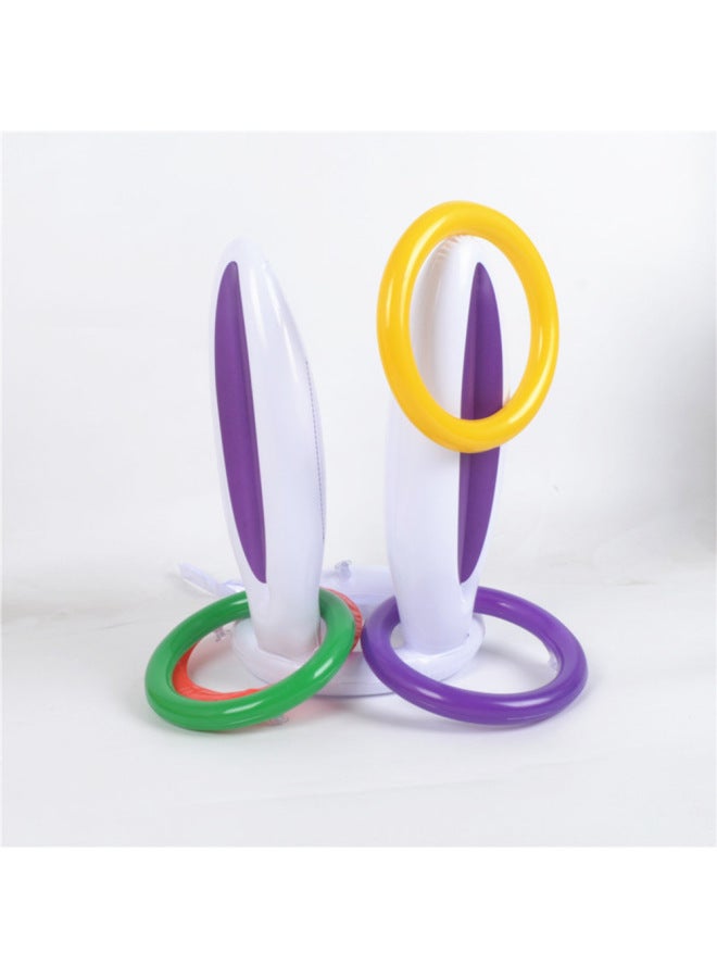 Inflatable Rabbit Ears Ring Toy Cast Ring Children's Outdoor Parent-Child Game Throwing Ring Interactive Game Props-Color: Rabbit Ears Pink (including 4 Circles)  - Image 4