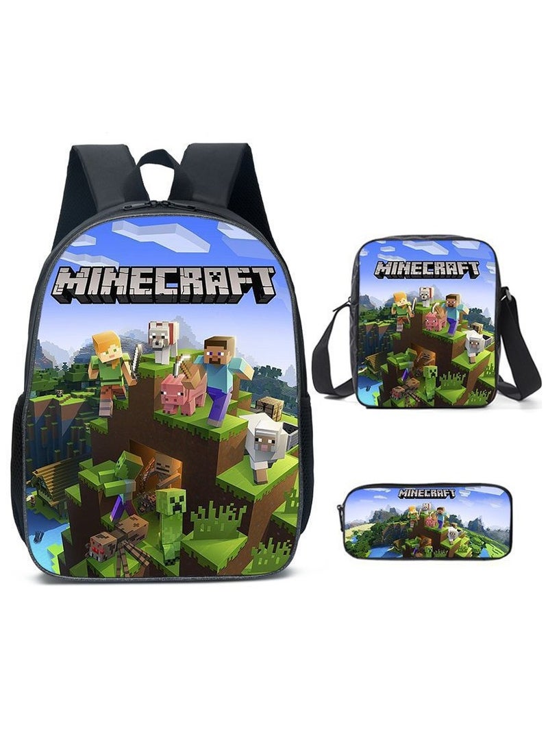 MINECRAFT My World Cartoon Student Backpack Three-piece Set 29*42*16cm