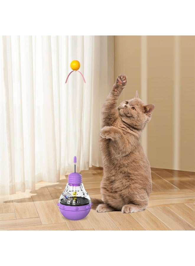 Smart Interactive Cat Toy with Food Dispenser, self-balancing wobbling food ball with spring teaser wand and glowing ball, training and mental stimulation toy for indoor cats, helps reduce boredom, suitable for all ages and sizes - Image 3