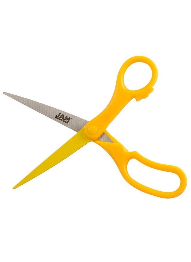 JAM Paper Multipurpose Precision Scissors 8 Inch Yellow Ergonomic Handle & Stainless Steel Blades Sold Individually  - Image 4