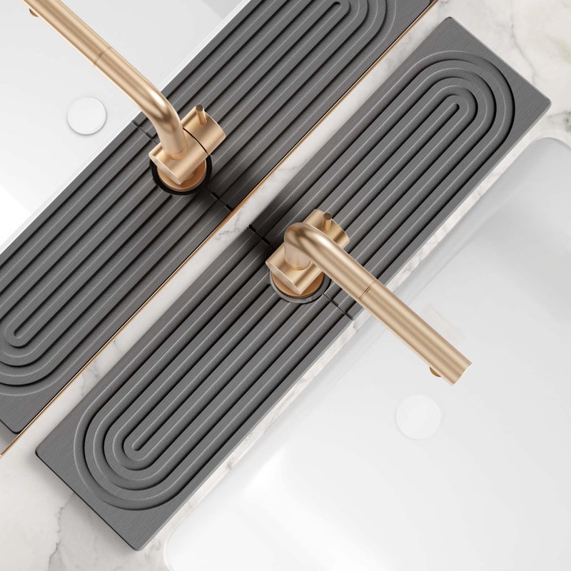 Large Faucet Mat for Kitchen Sink  Stone Drying Mat for Kitchen Counter Diatomite Fast Drying Stone Sink Tray Super Absorbent Stylish Decor and Protector for Bathroom Dark Grey 236 x 55