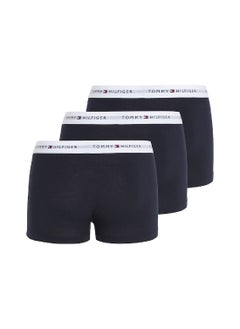 TOMMY HILFIGER Men's 3-Pack Signature Essential Logo Waistband Trunks Underwear Bottoms, Navy  - Image 5