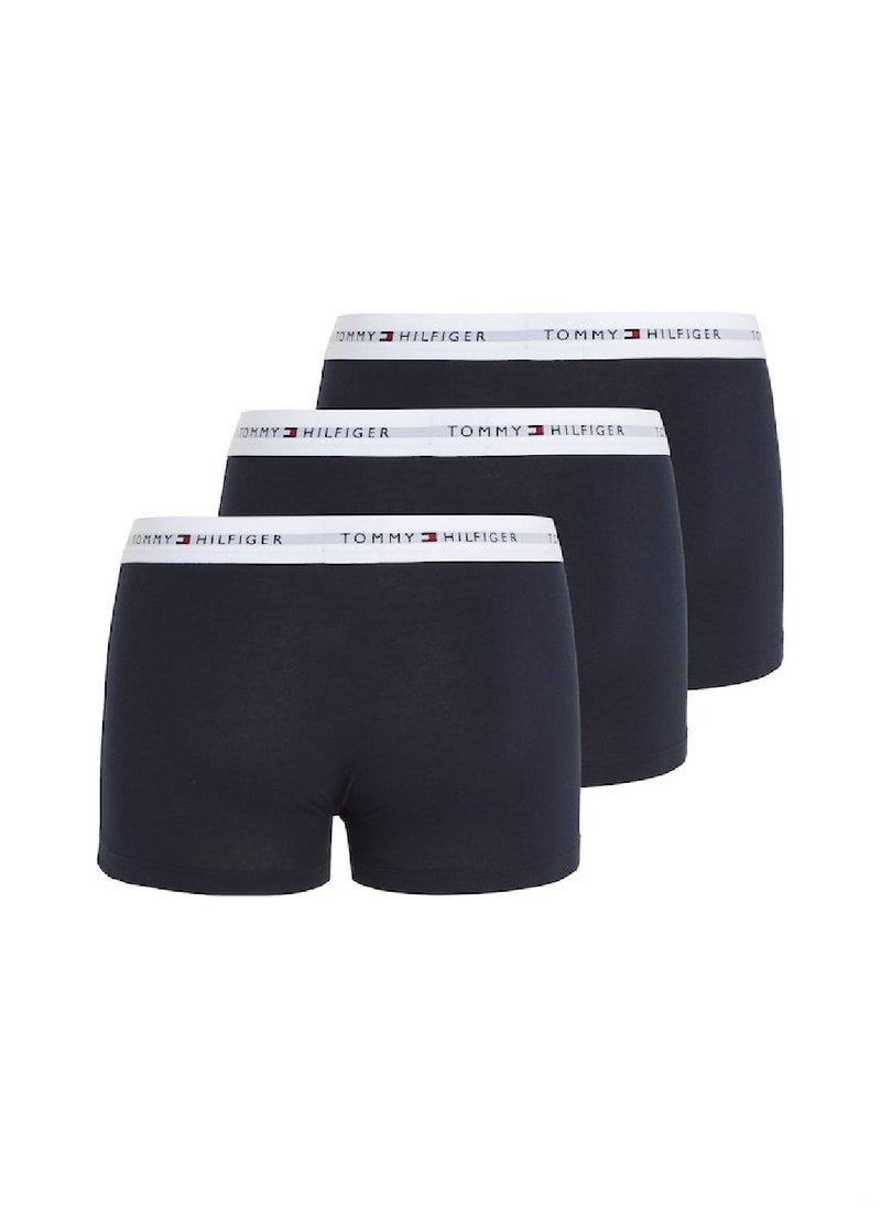TOMMY HILFIGER - Men's 3-Pack Signature Essential Logo Waistband Trunks Underwear Bottoms, Navy - Image 1