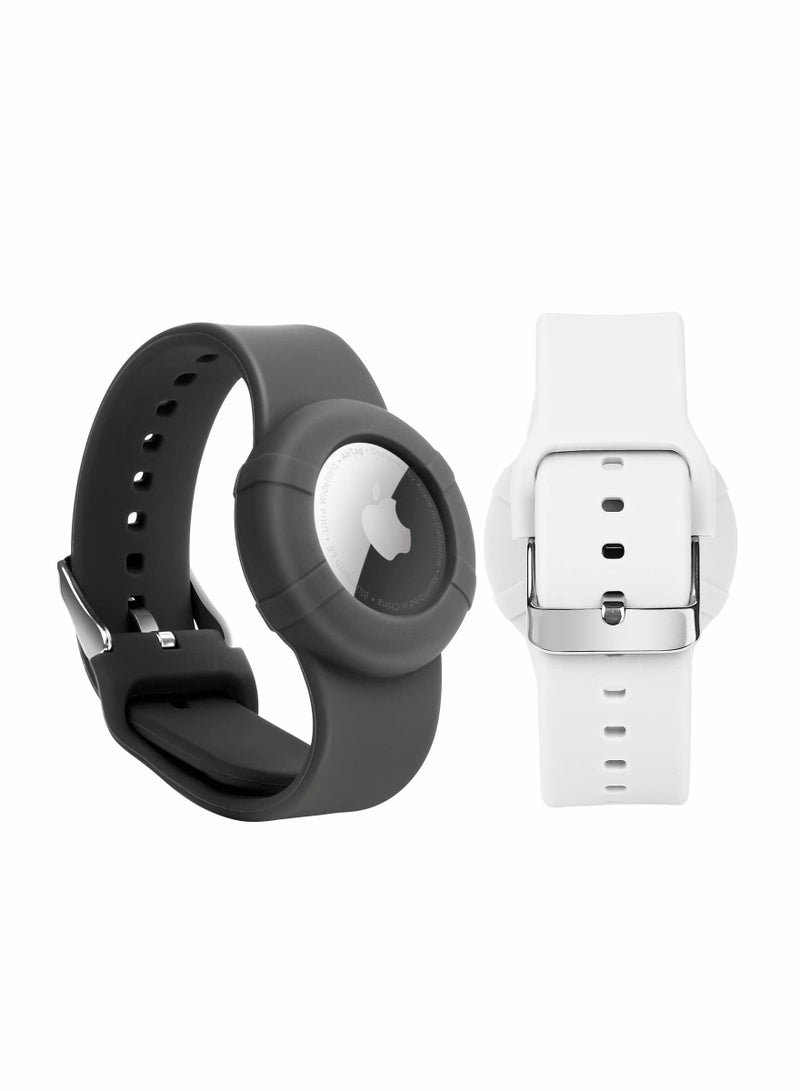 Airtag Wristbands for Kids Soft Silicone Airtag Bracelet Lightweight Waterproof Band Compatible with Apple Airtag Watch Band for Children and Toddler 2 Pcs - Image 1