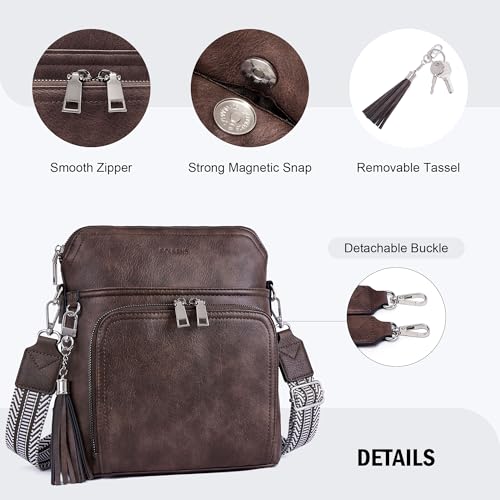Roulens Crossbody Purse for Women Vegan Leather Medium Crossbody Wallet Bag for Travel Women Shoulder Handbags with Tassel - Image 5