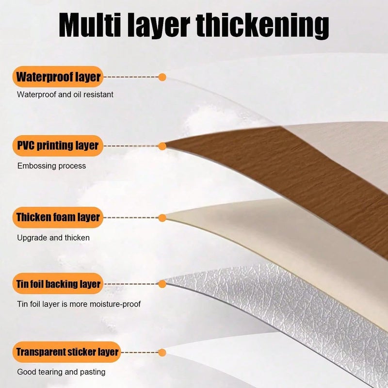 Chejiaye Luxury Thicken Wood Grain Peel and Stick Floor Tiles Self-Adhesive Vinyl Flooring Roll-DIY Easy for Wall and Floor,Hard Surface/Waterproof/Anti Slip (Brown Vinyl Flooring, 17.72 "W x 118" L) - Image 4