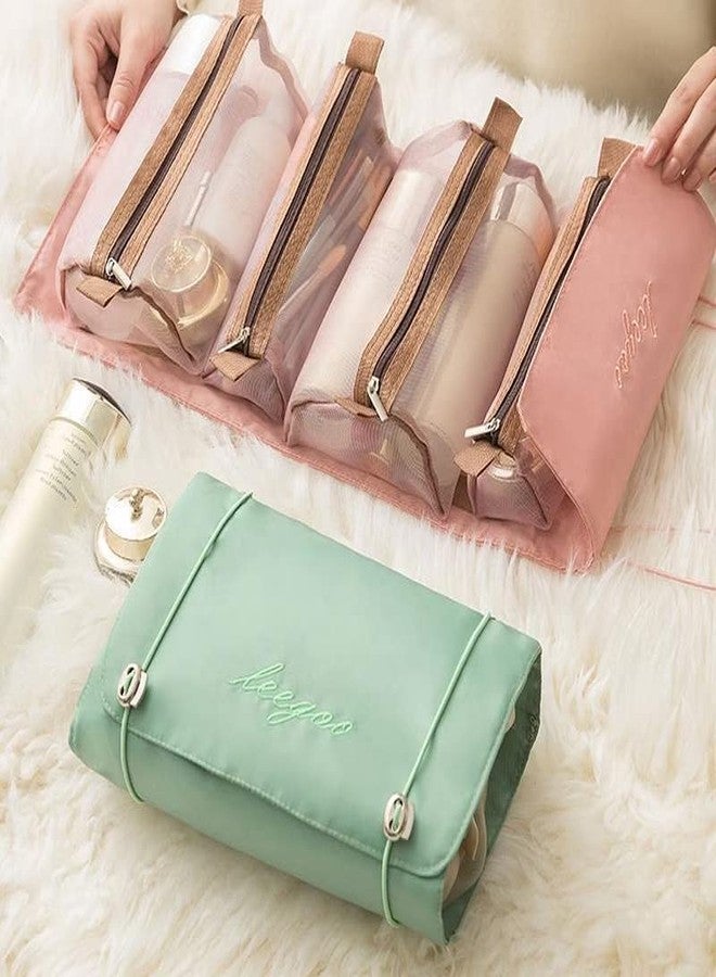 JHEPCOIN 4 in 1 Detachable Hanging Toiletry Bag Foldable Travel Makeup Bag, Portable Small Quick Roll Up Removable Dividers Cosmetic Bags for Women Girls - Image 4