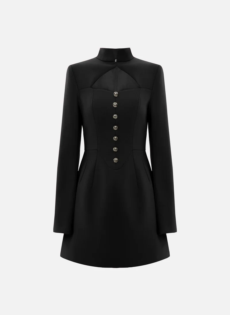 Lichi  Mini dress with a cut-out at the chest and large buttons for Women | Best Price UAE