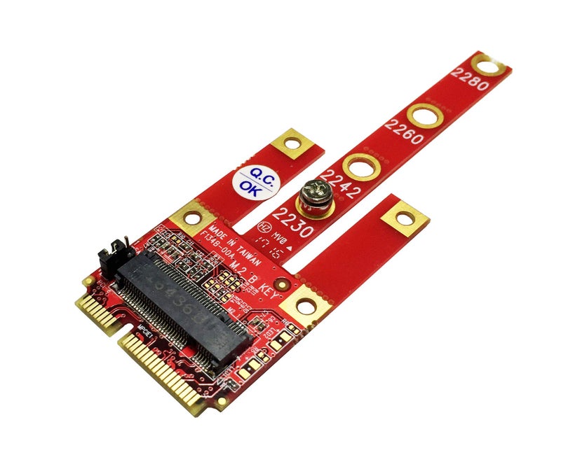 Ableconn MPEX-134B Mini PCIe Adapter with M.2 Key B Slot - Support USB/PCIe/SATA Based M2 B Key or B-M Key Module for Mini PCI Express, TAA - Image 1