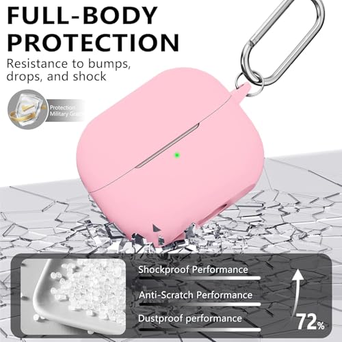 Meyaar Case Compatible with Samsung Galaxy Buds3 Pro/Galaxy Buds 3 with Keychain, Cute Cartoon Silicone Shockproof Protective Case for Men Women (Pink) - Image 3