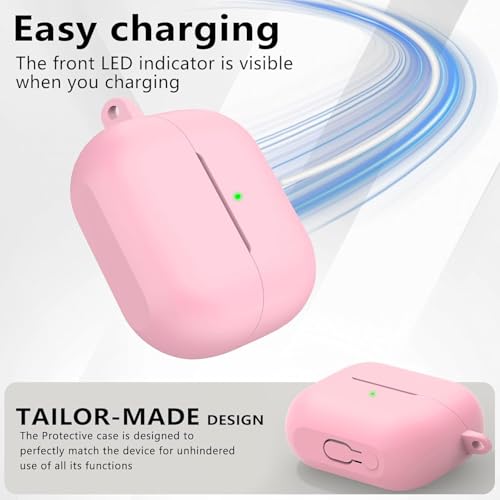 Meyaar Case Compatible with Samsung Galaxy Buds3 Pro/Galaxy Buds 3 with Keychain, Cute Cartoon Silicone Shockproof Protective Case for Men Women (Pink) - Image 4