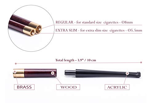Dr Watson Dr. Watson - 3.9" Short Wooden Cigarette Holder, fits Extra Slim Cigarettes, Smooth Finish, Handmade - Image 3