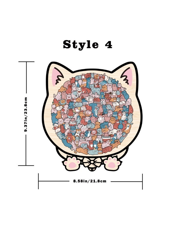 Wooden Cat Puzzle for Adults, Unique Irregular Shaped Animal Jigsaw Puzzle with Colorful Mini Kittens Inside, Challenging Wood Puzzle Game, Cat Lover Gift for Family Birthday - Image 2