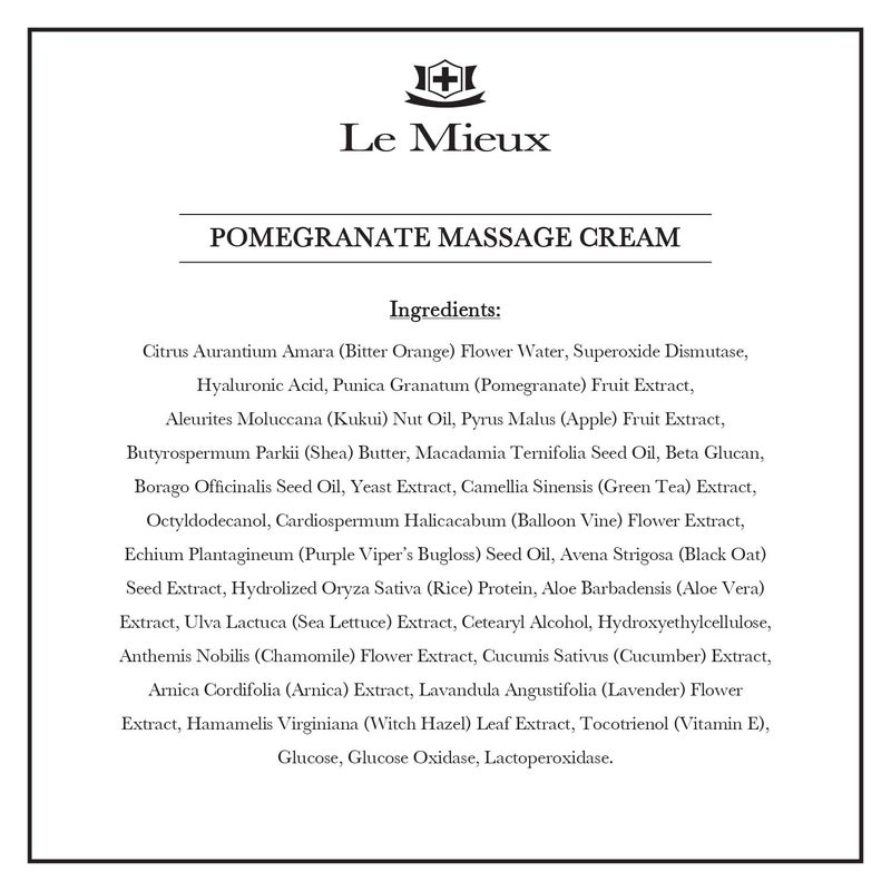 Le Mieux Pomegranate Massage Cream - Aromatic Moisturizing Neck & Face Massage Cream with Algae, Hyaluronic Acid & Botanical Oils, No Parabens or Sulfates (2 oz / 60 ml) - Image 3