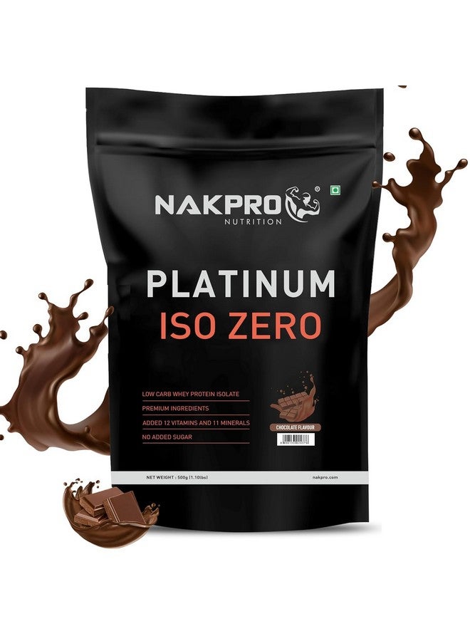 NAKPRO PLATINUM ISO ZERO 100% Whey Protein Isolate | Low Carbs | Added Vitamins & Minerals | Easy Mixing, Easy Digesting Whey Protein Supplement Powder for Men, Women & Athletes (500g, Chocolate) - Image 1