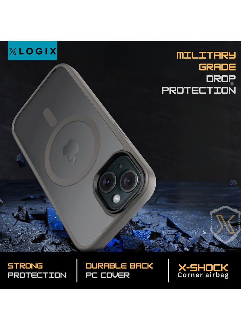 XLogix FrostX for iPhone 15 Case, Frosted Grey - Slim Protective Cover with MagSafe Compatibility | Shockproof & Scratch-Resistant Design, FrostX Series - Image 2