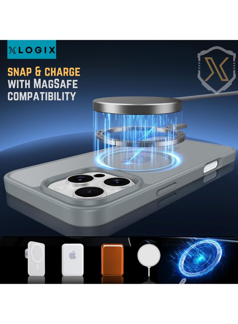 XLogix FrostX for iPhone 15 Case, Frosted Grey - Slim Protective Cover with MagSafe Compatibility | Shockproof & Scratch-Resistant Design, FrostX Series - Image 3