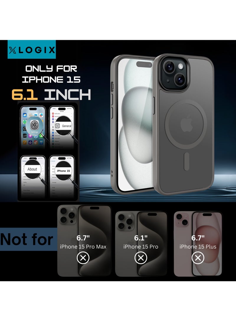 XLogix FrostX for iPhone 15 Case, Frosted Grey - Slim Protective Cover with MagSafe Compatibility | Shockproof & Scratch-Resistant Design, FrostX Series - Image 4