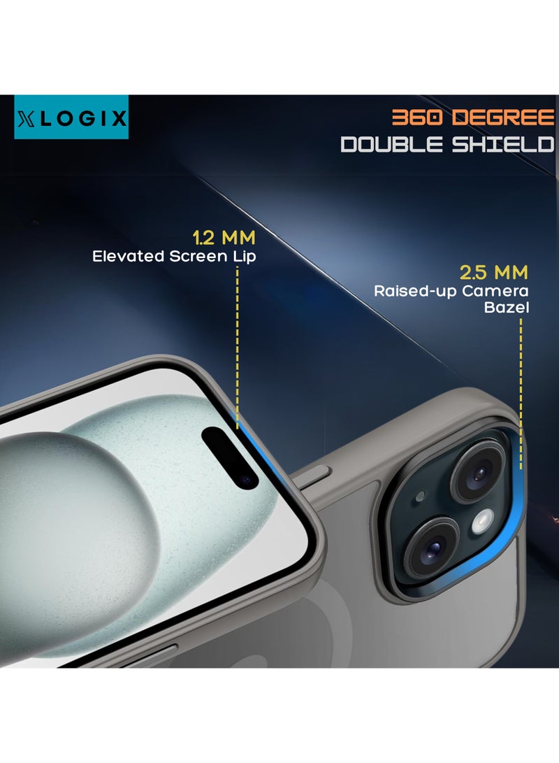 XLogix FrostX for iPhone 15 Case, Frosted Grey - Slim Protective Cover with MagSafe Compatibility | Shockproof & Scratch-Resistant Design, FrostX Series - Image 5