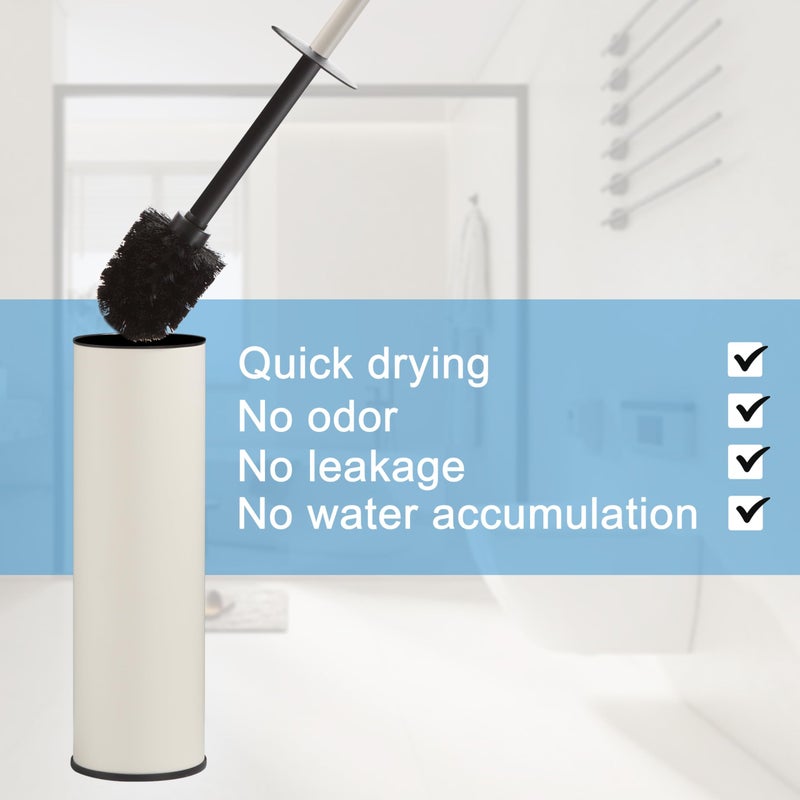 BGL White Toilet Brush and Holder,Stainless Steel Toilet Brushes for Bathroom with Holder - Image 3