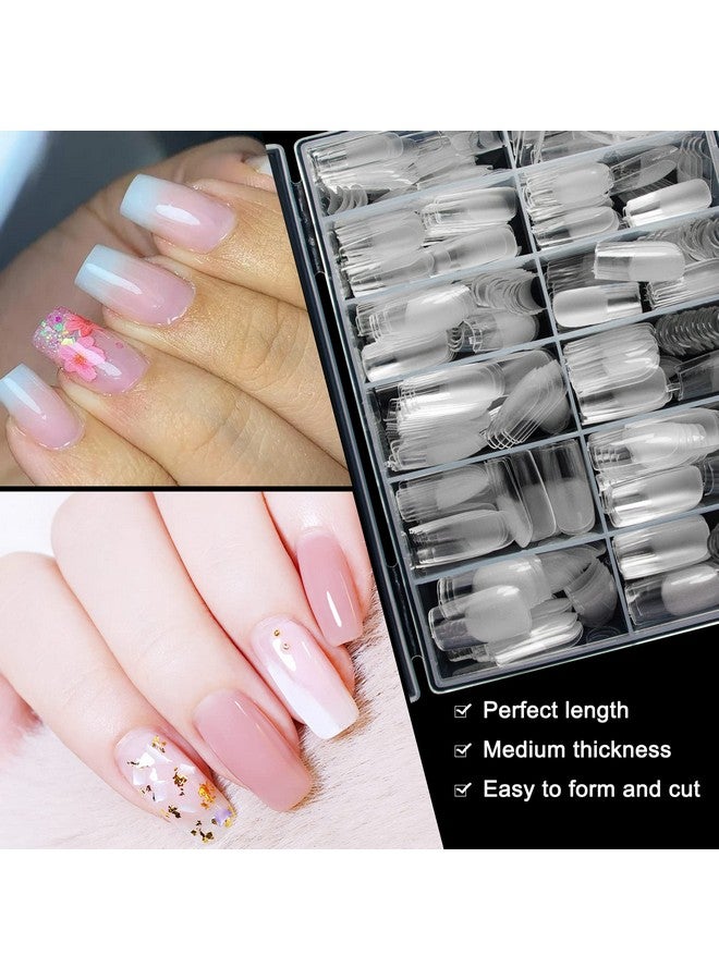 AORAEM Square Nail Tips 600 Pcs Artificial Full Cover Nail Tips Soft Clear Gel X Nail Tips 12 Sizes Acrylic Medium Square Press On Nails Tapered Square False Nails With Box For Home Diy Nail Salon - Image 5