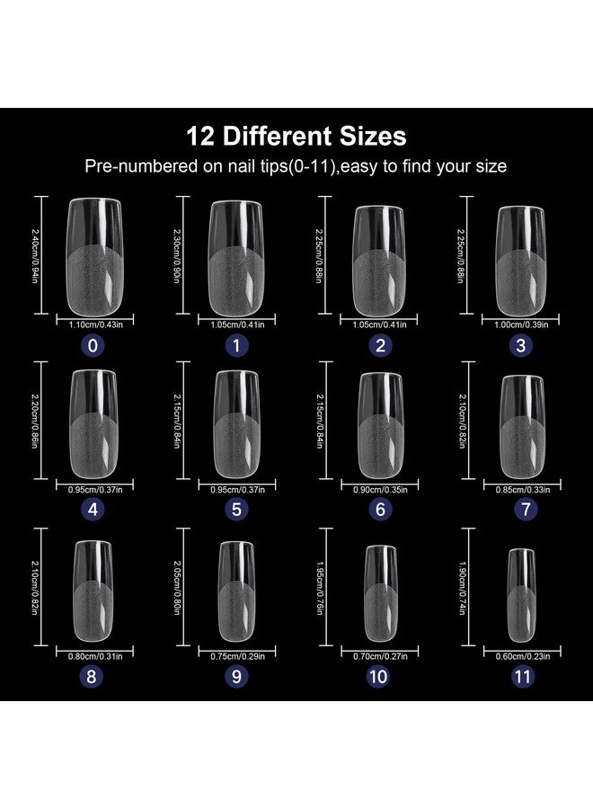 AORAEM Square Nail Tips 600 Pcs Artificial Full Cover Nail Tips Soft Clear Gel X Nail Tips 12 Sizes Acrylic Medium Square Press On Nails Tapered Square False Nails With Box For Home Diy Nail Salon - Image 2