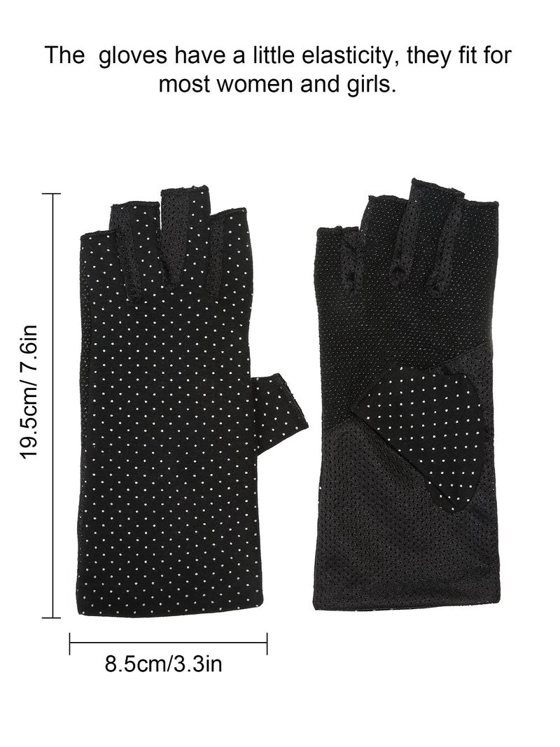 Maxdot Sun Gloves for Women UV Protection Fingerless Non Slip sunscreen Driving Gloves for Summer Outdoor(1 Pair,Black) - Image 2