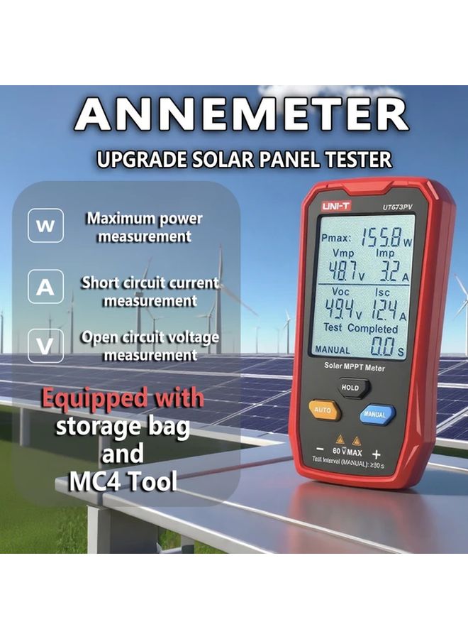 UNI-T Ut673pv Solar MPPT Meter Maximum Power Tester LCD Display Multi Panel Tracking - Image 2