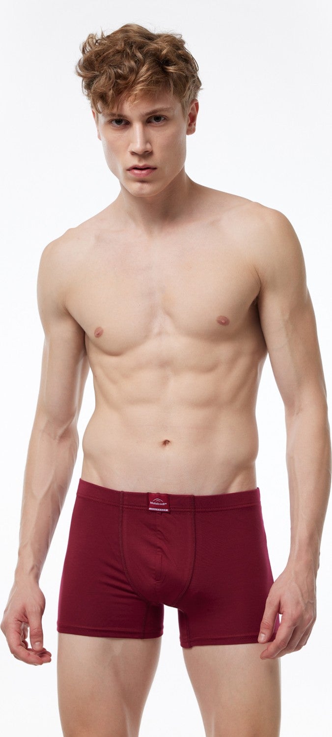 Malabadi Men's Claret Red Blue Green 3 Piece Cotton Elastane Boxer 3M074  - Image 5