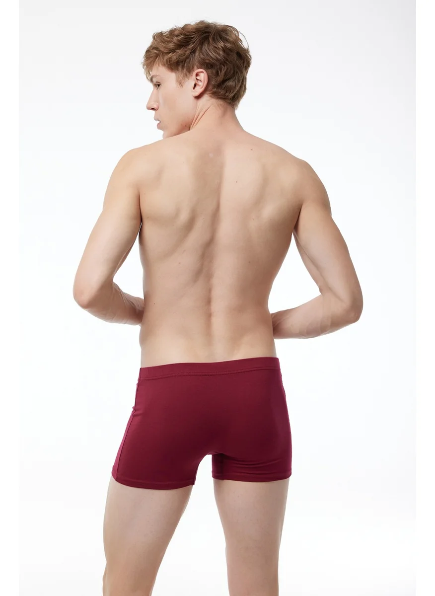 Malabadi Men's Claret Red Blue Green 3 Piece Cotton Elastane Boxer 3M074
