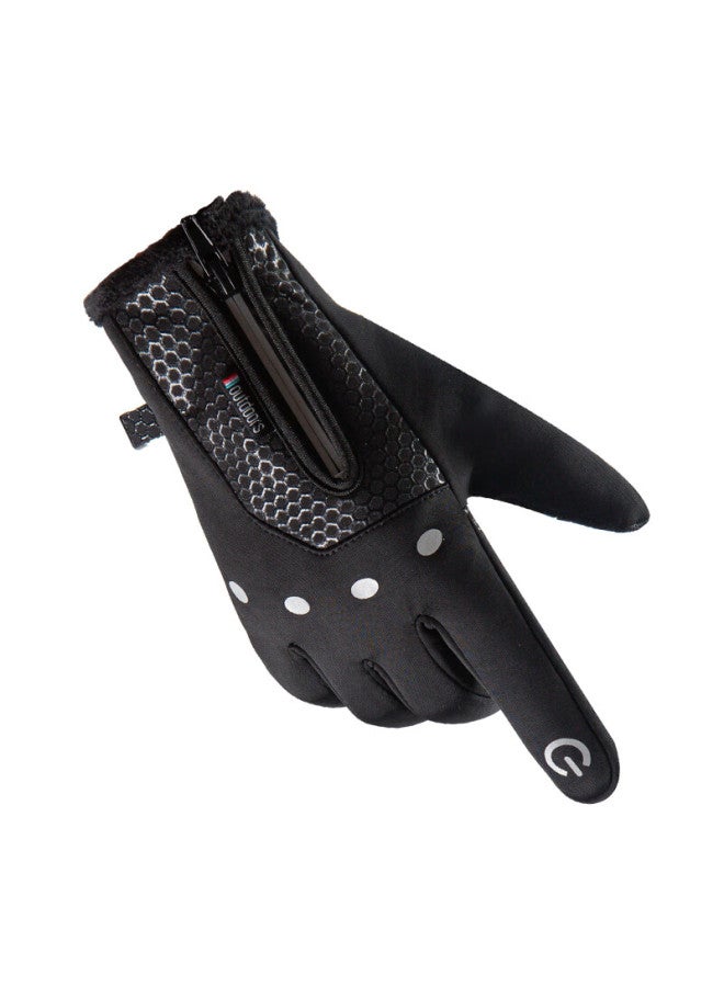 Yaphtes Winter Cycling Gloves For Men And Women, Fully Waterproof Motorcycle Electric Scooter Anti-slip Windproof Thickened Warm Sports Gloves Black - Image 2