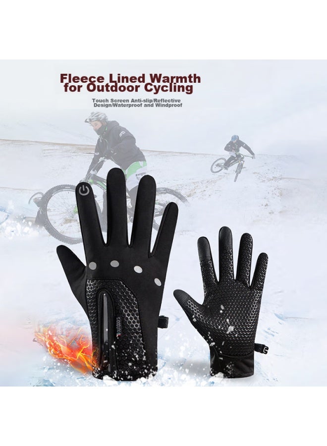 Yaphtes Winter Cycling Gloves For Men And Women, Fully Waterproof Motorcycle Electric Scooter Anti-slip Windproof Thickened Warm Sports Gloves Black - Image 3