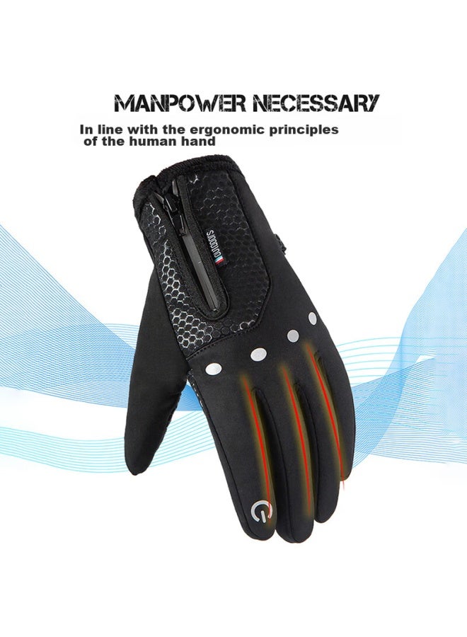 Yaphtes Winter Cycling Gloves For Men And Women, Fully Waterproof Motorcycle Electric Scooter Anti-slip Windproof Thickened Warm Sports Gloves Black - Image 5