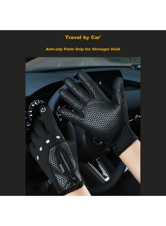 Yaphtes Winter Cycling Gloves For Men And Women, Fully Waterproof Motorcycle Electric Scooter Anti-slip Windproof Thickened Warm Sports Gloves Black - Image 4