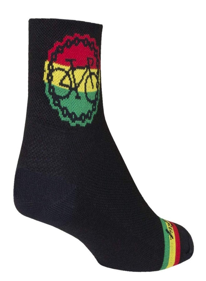 SockGuy Classic Rasta Ride Socks - 3 inch, Black/Rasta, Large/X-Large
