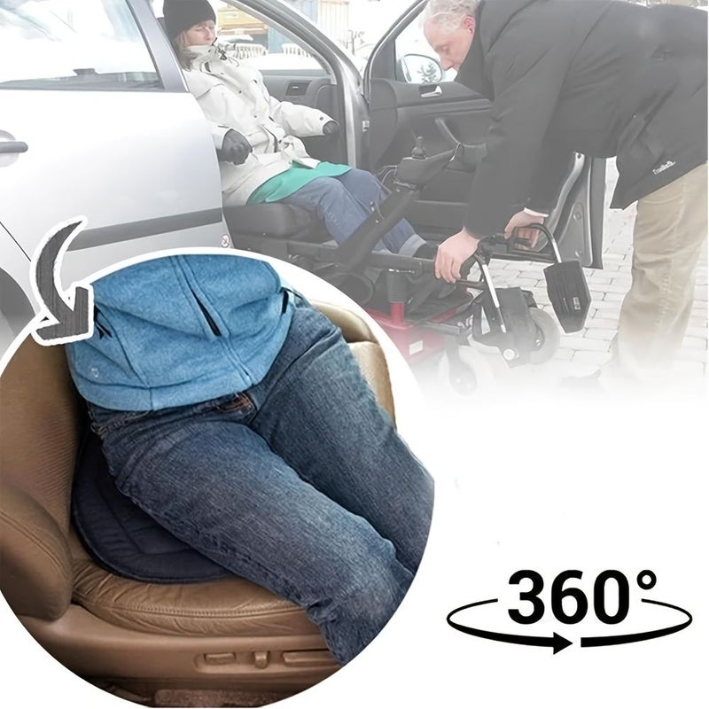 وسادة مقعد سيارة دوارة 360 درجة سوداء اللون مريحة مانعة للانزلاق لكبار السن والحوامل - Image 1